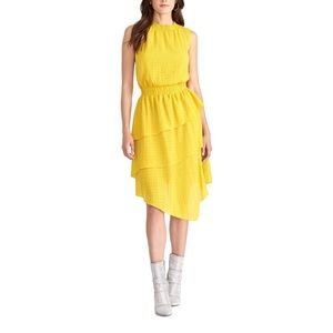 Rachel Roy Asymmetrical Yellow Tiered Dress